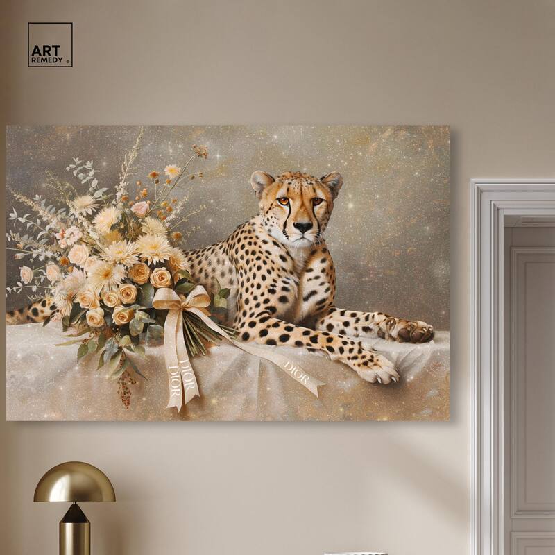 Bouquet Cheetah Canvas by Art Remedy, Gallery Wrapped