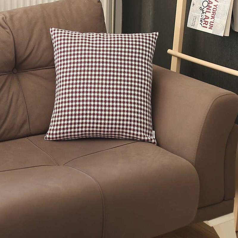 Boho-Chic Decorative Houndstooth Jacquard Pillow Covers - 18x18 - Red-18x18