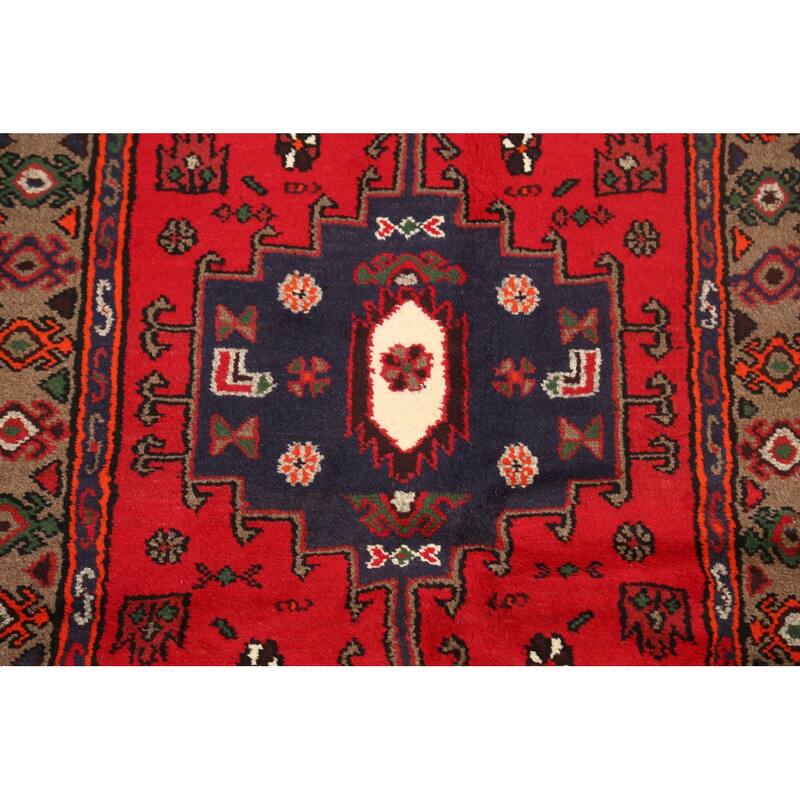 Geometric Persian Hamedan Home Decor Area Rug Hand-knotted Wool Carpet - 3'0" x 4'10"