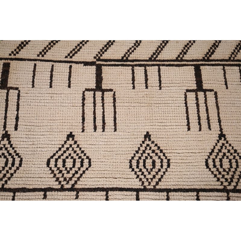 Moroccan Oriental Large Area Rug Hand-Knotted Wool Carpet - 9'8"x 14'2"