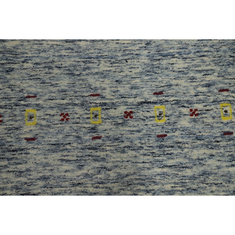 Hand Knotted Oriental 100% Wool Carpet Tribal Animal Pictorial Navy Blue & Blues Gabbeh Area Rug - 7' 9'' X 5' 0''