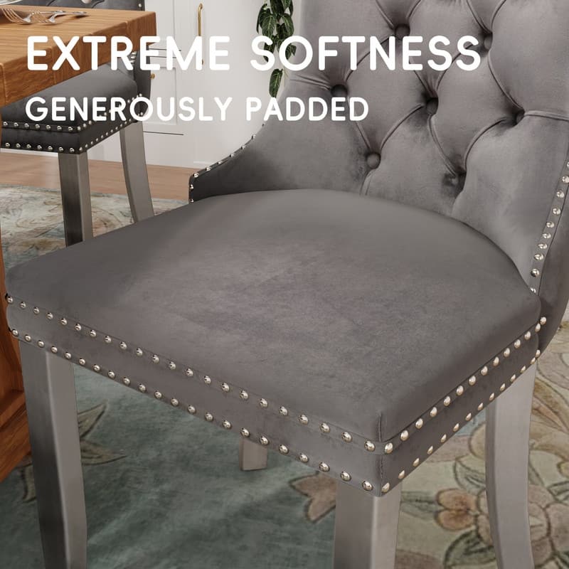 Contemporary Velvet Upholstered Dining Chair Set of 6