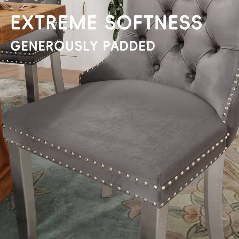 Tufted Naliheads Solid Wood Upholstered Dining Chairs (Set of 4)