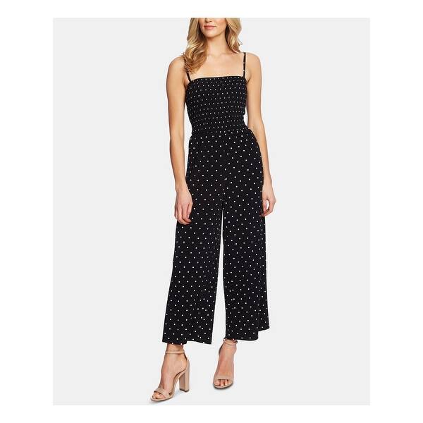 Shop Cece Womens Black Polka Dot Sleeveless Square Neck Jumpsuit Size L Overstock