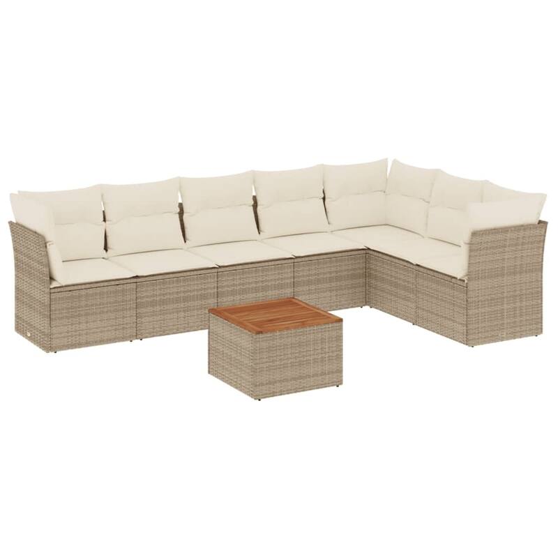 vidaXL Patio Sofa Set with Cushions Outdoor Furniture 8 Piece Poly Rattan - 24.4 x 24.4 x 27.2