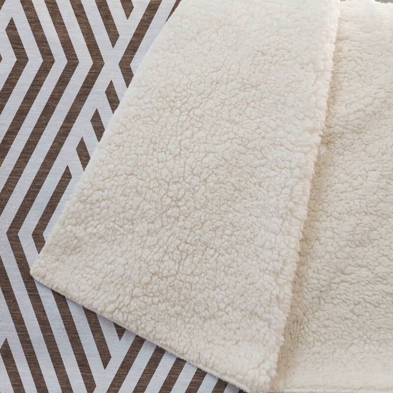 Premium Machine Washable Contemporary Geo Sherpa Throw Blanket