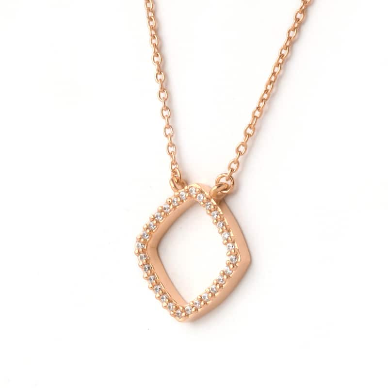 1/10ct Diamond Geometric Pendant Necklace in Silver for Women