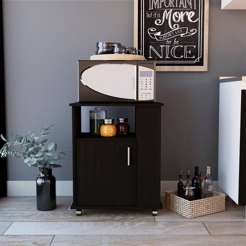 Spacious Kitchen Cart - Pantry Storage with Wheels - Black Wengue Finish