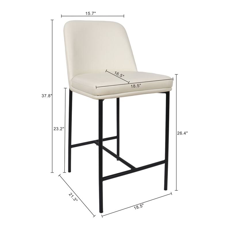 Manhattan Comfort Loft Vegan Leather Metal Counter Stool - Set of 2