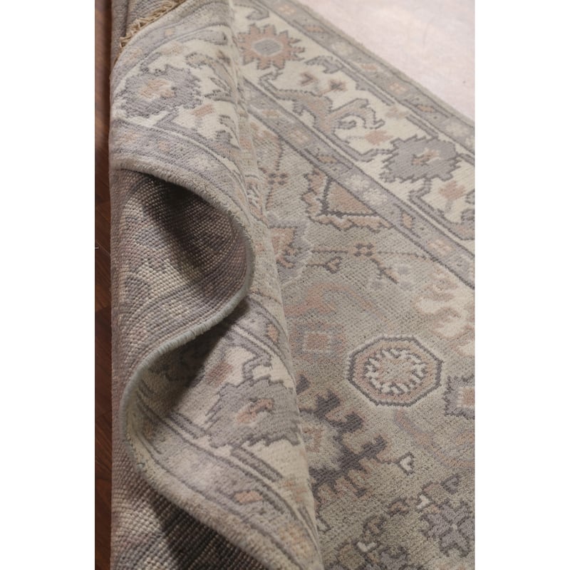 Beige / Ivory Oushak Area Rug Handmade Oriental Wool Carpet - 4'0"x 5'10"