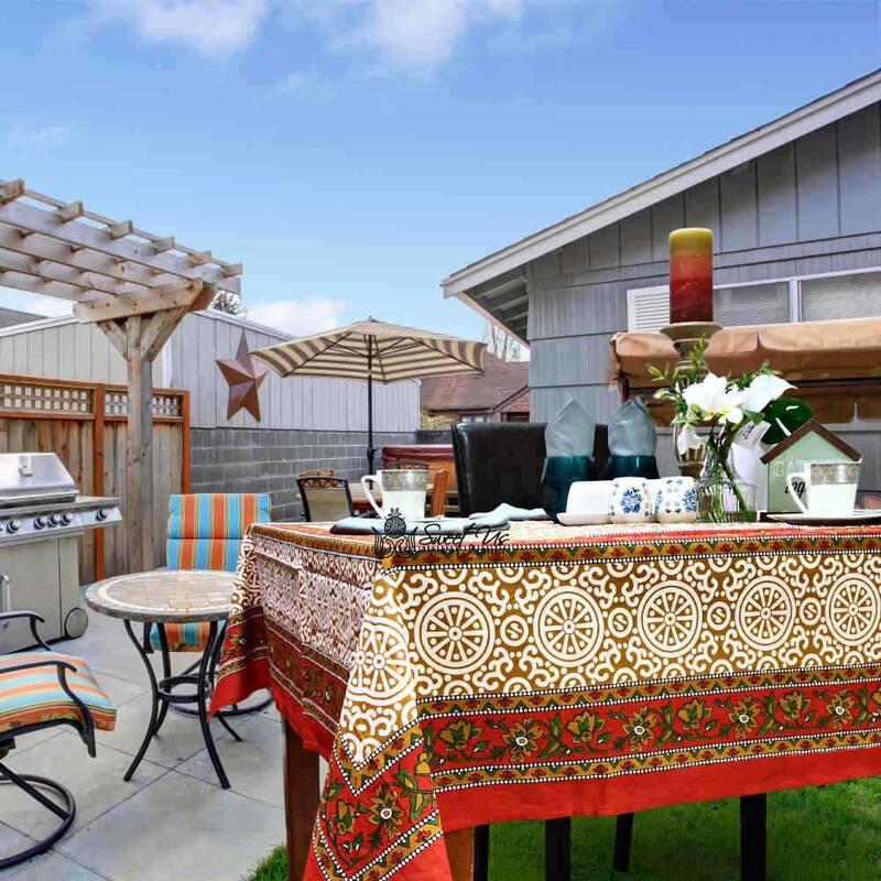 Cotton Floral Tablecloth for Rectangle Tables - Desert Sunset