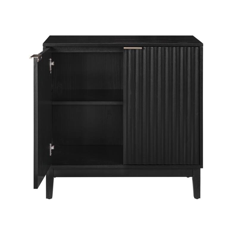 2 Doors Sideboard Buffet Cabinet, Fluted Storage Cabinet, Wood Accent Table with Adjustable Shelves, Console Table