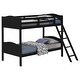 preview thumbnail 3 of 4, Elegant Twin over Twin Bunk Bed with Camelback Headboard, Angled Ladder, Guardrails & Mission-Style Design, Black