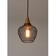preview thumbnail 4 of 9, Edita 1-light Black and Brushed Brass Finish Woven Wire Cage Pendant