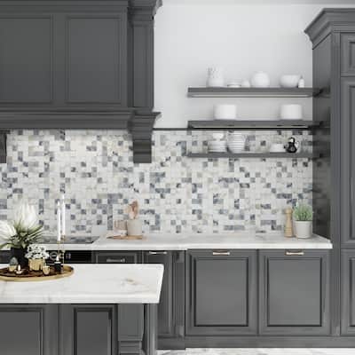 Apollo tile 12" x 12" Pinnacle Matte Classic White with Gray Porcelain Tile (10.76 sq ft/case) - 11 Pack