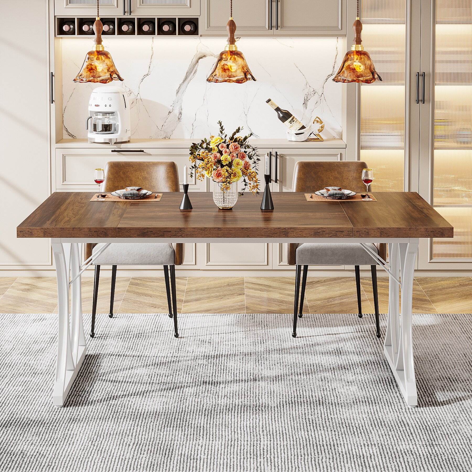 White rectangle kitchen table discount