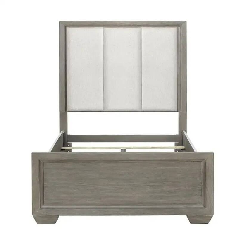 Roundhill Furniture Ennesley Gray Wood Upholstered Panel Bed