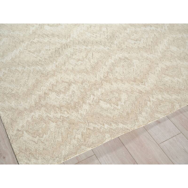 Bargello Beige New Zealand Wool hand-tufted Area Rug