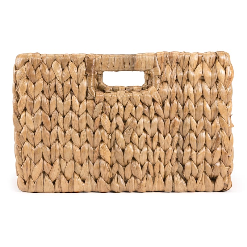 happimess Leif Rustic Minimalist Hand-Woven Hyacinth Nesting Baskets with Handles, Natural (Set of 2)