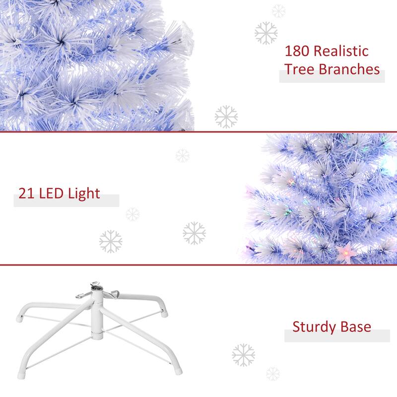 5FT Fiber Optic Pre-Lit Christmas Tree with LED Lights & Star Topper