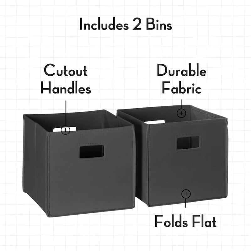 RiverRidge Kids 2pc Fabric Collapsible Storage Cube Organizers with Handles for Playroom Organization