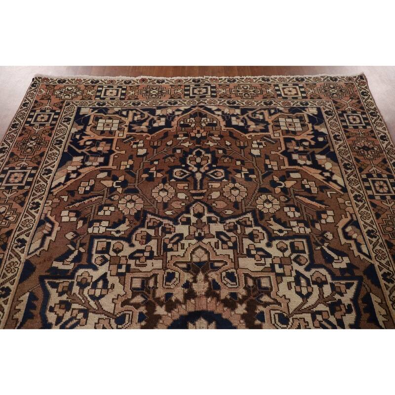 Brown Bakhtiari Persian Vintage Area Rug Hand-Knotted Wool Carpet - 6'6"x 10'1"