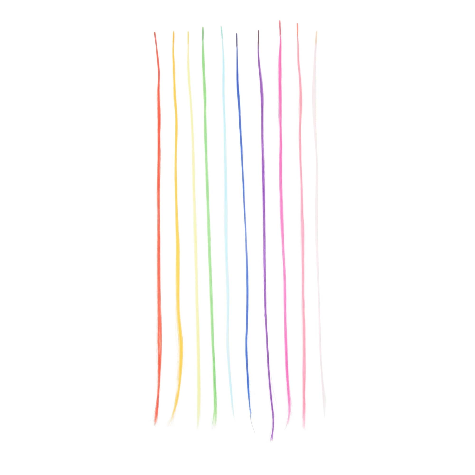 Rainbow Hair Extensions Kit, 100 Synthetic Strands in 10 Colors, Tools,  Microbeads (20 Inches)