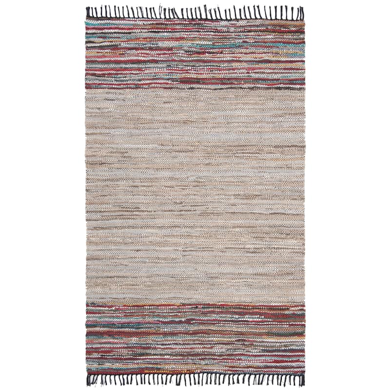 SAFAVIEH Handmade Vintage Boho Leather Andria Modern Stripe Leather