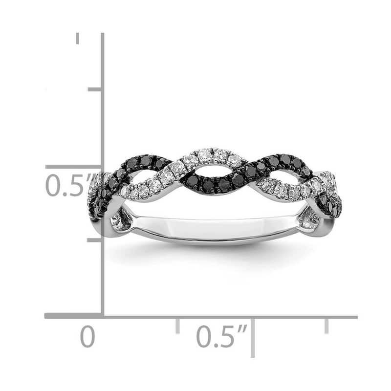 Curata 925 Sterling Silver Polished Prong set Rhodium Plated Back and White Diamond Ring