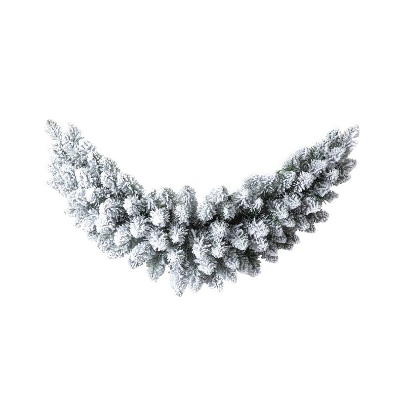 Glitzhome 3ft Pre-Lit Snow Flocked Flower Christmas Swag