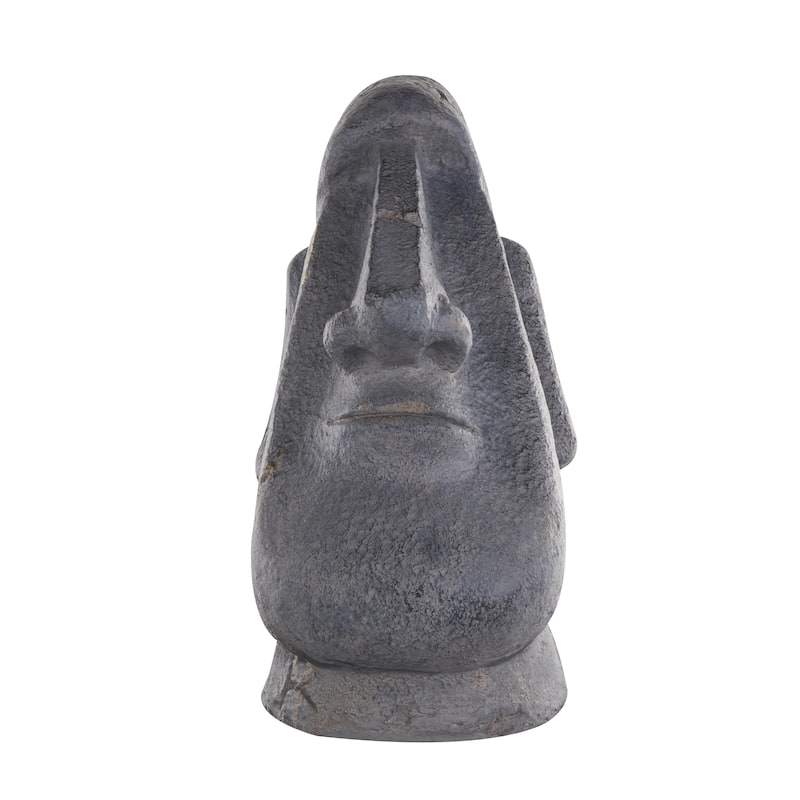 Magnesium Oxide People Distressed Textured Easter Island Head Indoor Outdoor Planter - Black - Roche River Decor