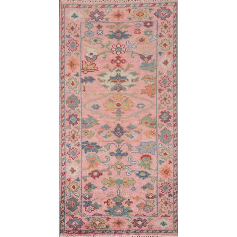 All-Over Pink Oushak Oriental Accent Rug Wool Carpet - 2'8"x 5'10"