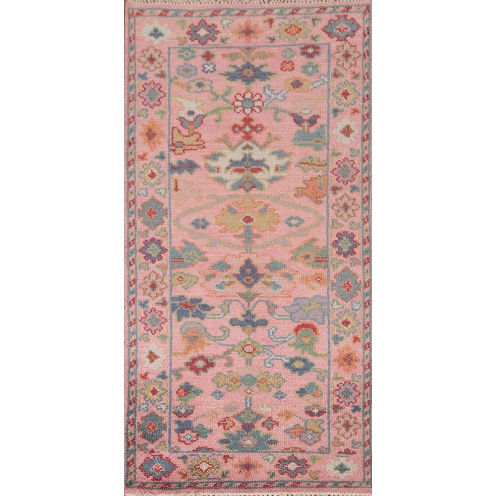 All-Over Pink Oushak Oriental Accent Rug Wool Carpet - 2'8"x 5'10"