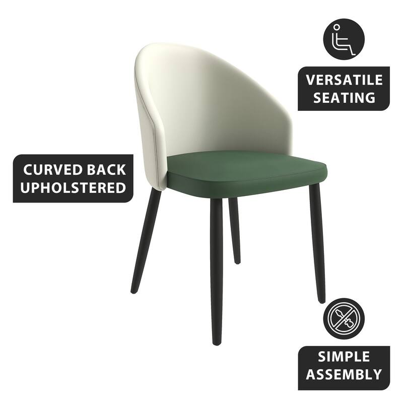 Upholstered Dining Chair in Leather/Fabric/Boucle with Wood Legs Set of 2 Paradiso Collection