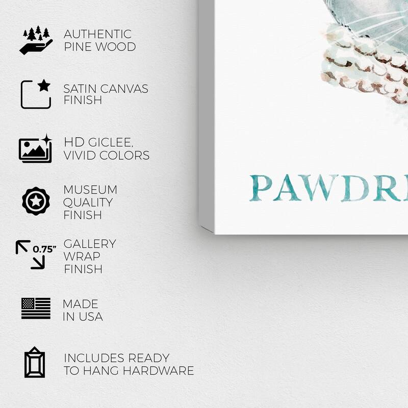 Wynwood Studio Canvas Animals Pawdrey Hepburn White and Tiffany Blue Glam Wall Art Canvas Print