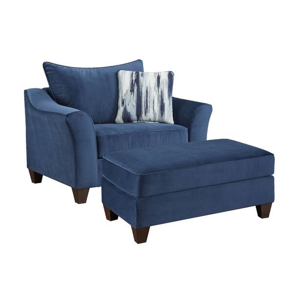 Roundhill Furniture Camero Fabric Pillowback 4Piece Sofa Set in Navy
