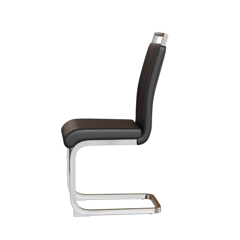 Modern Dining Chairs,PU Faux Leather High Back Upholstered Side Chair with Silver Metal Legs