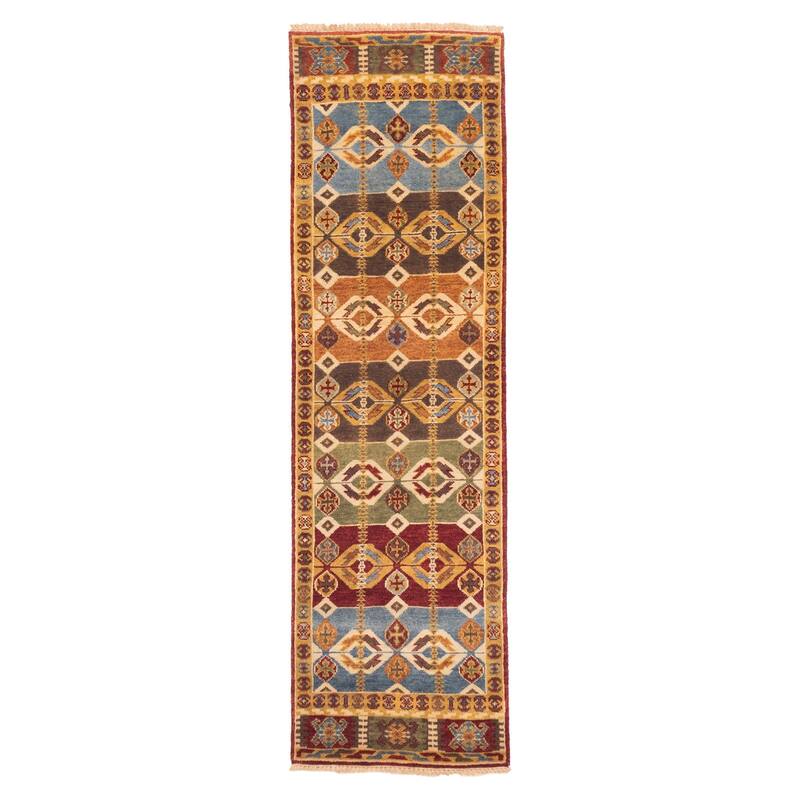 ECARPETGALLERY Hand-knotted Finest Agra Jaipur Multi Color Wool Rug - 2'4 x 8'5