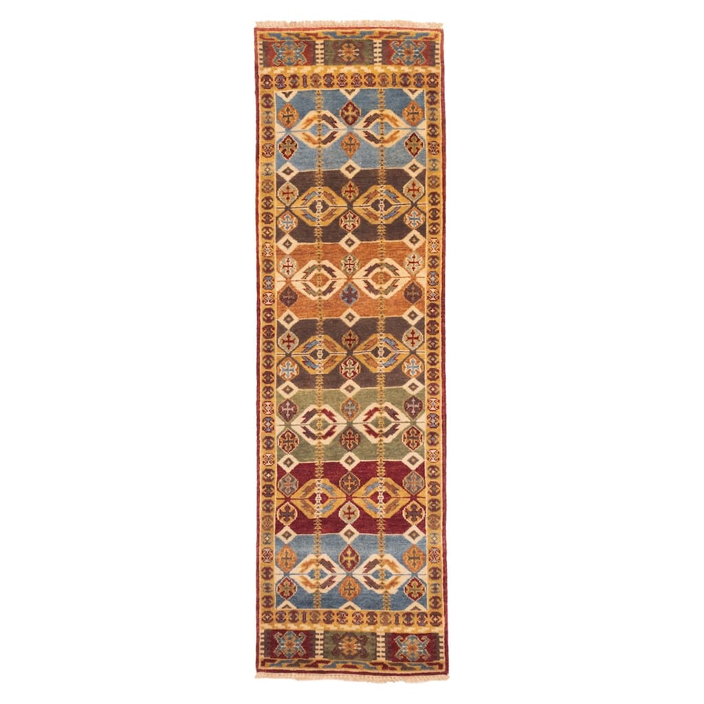 ECARPETGALLERY Hand-knotted Finest Agra Jaipur Multi Color Wool Rug - 2'4 x 8'5