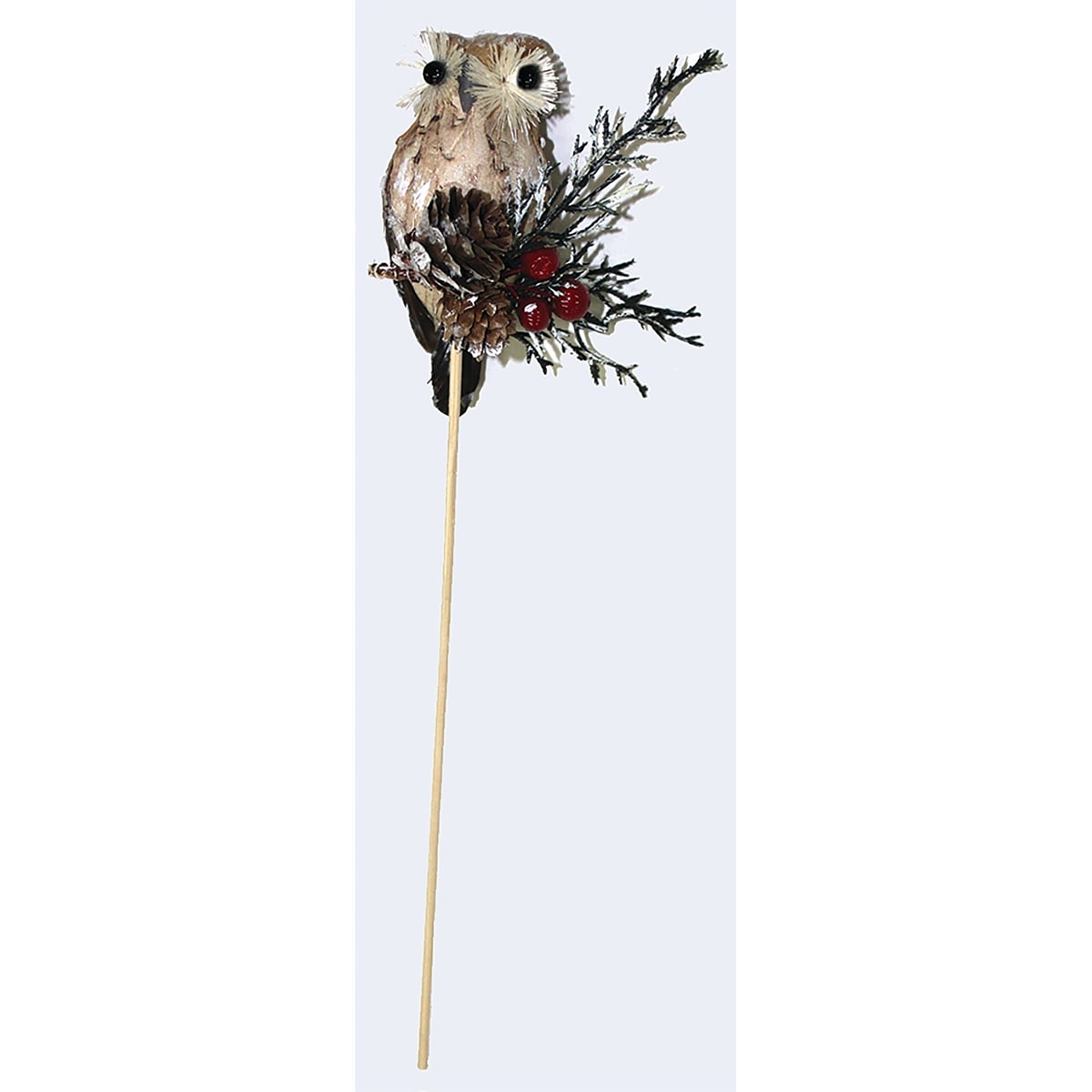 3" Owl on Branch on 8" Wood Pick, Set of 2