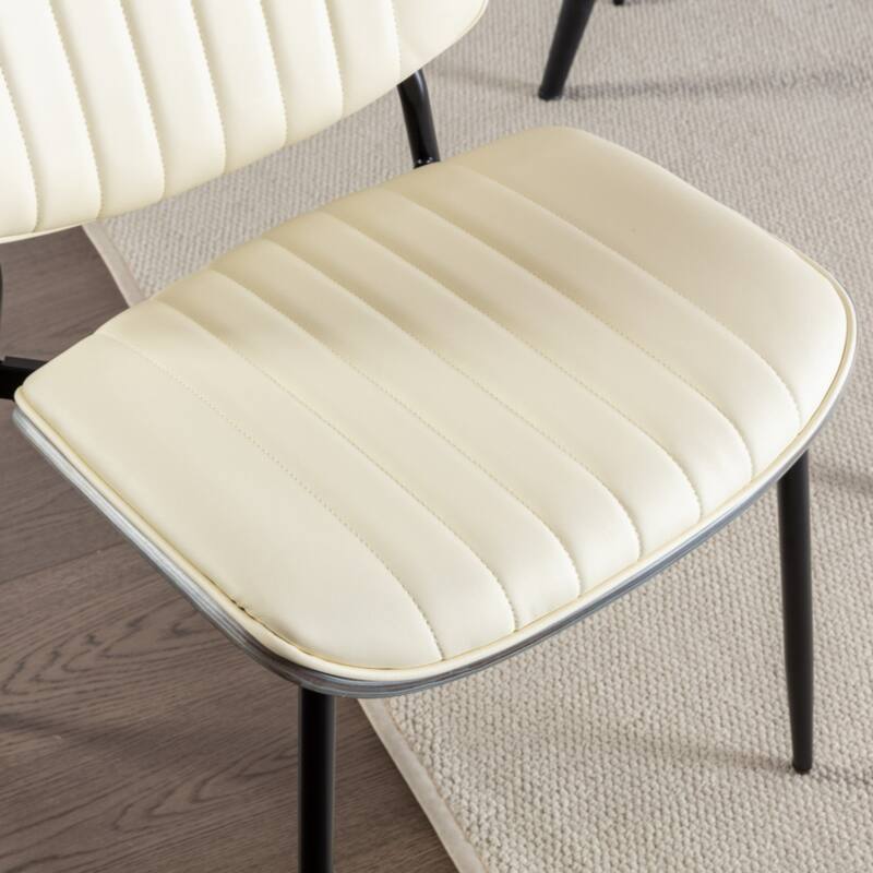 Dining Chairs Set of 2 Mid Century Modern Retro Faux Leather Chair with Walnut Bentwood Back