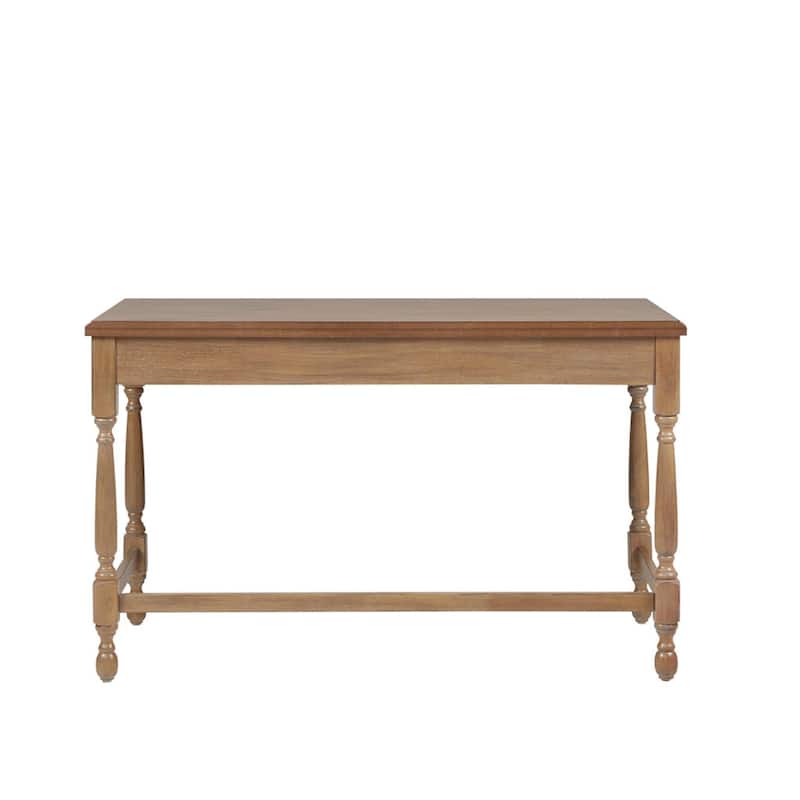 Roomfitters Solid Wood Home Office Writing Desk with Single Drawer and Elegant Turned Legs, Reclaimed Natural