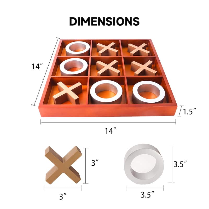 GSE™ 14" Giant Wooden Tic Tac Toe Game Set for Kids and Adults. Great for Office, Living Guest Room, Coffee Table Décor Game