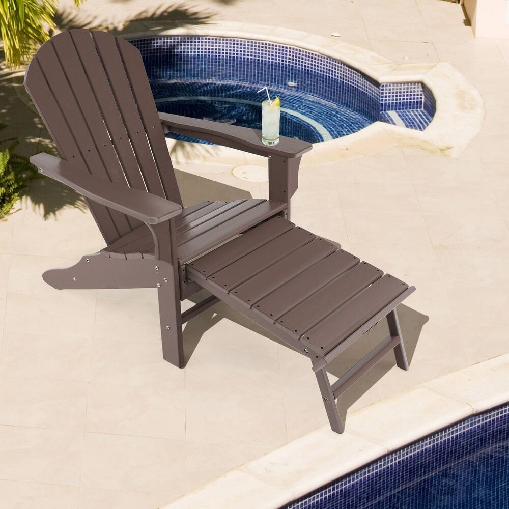 Gymax Patio Adirondack Chair HDPE Outdoor Lounge Chair w/ Retractable