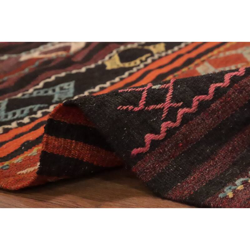 Hand Woven Oriental 100% Wool Carpet Southwestern Tribal Multi-Colored Kilim Area Rug - 8' 4'' X 6' 6''