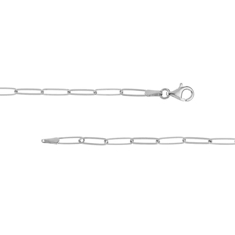 Curata 14k White Gold 2.6mm Paper Clip Chain Necklace (Lobster)