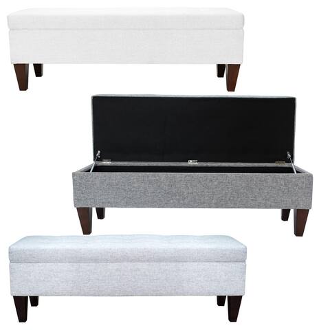 Brooke TECH Fabric/ Wood Button-tufted Long Storage Bench