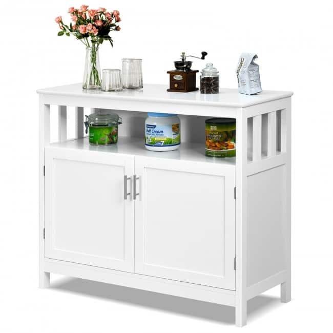 Kitchen Buffet Server Sideboard Storage Cabinet with 2 Doors and Shelf - 40" x 16" x 34" (L x W x H)