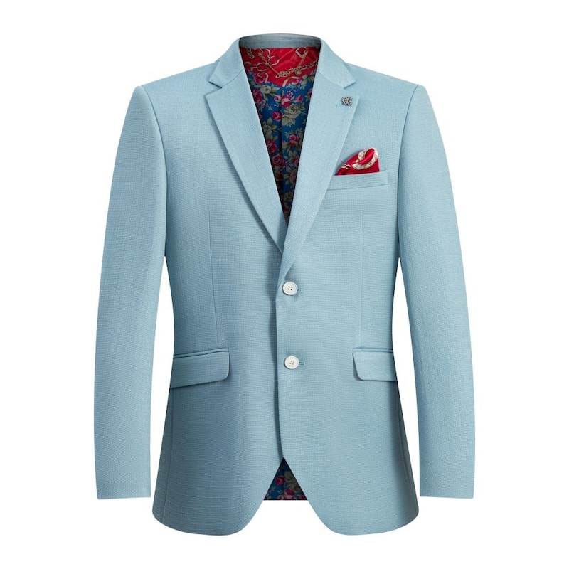 Elie Balleh Boys' Slim Fit Classic Blazer - S/8 - Baby Blue