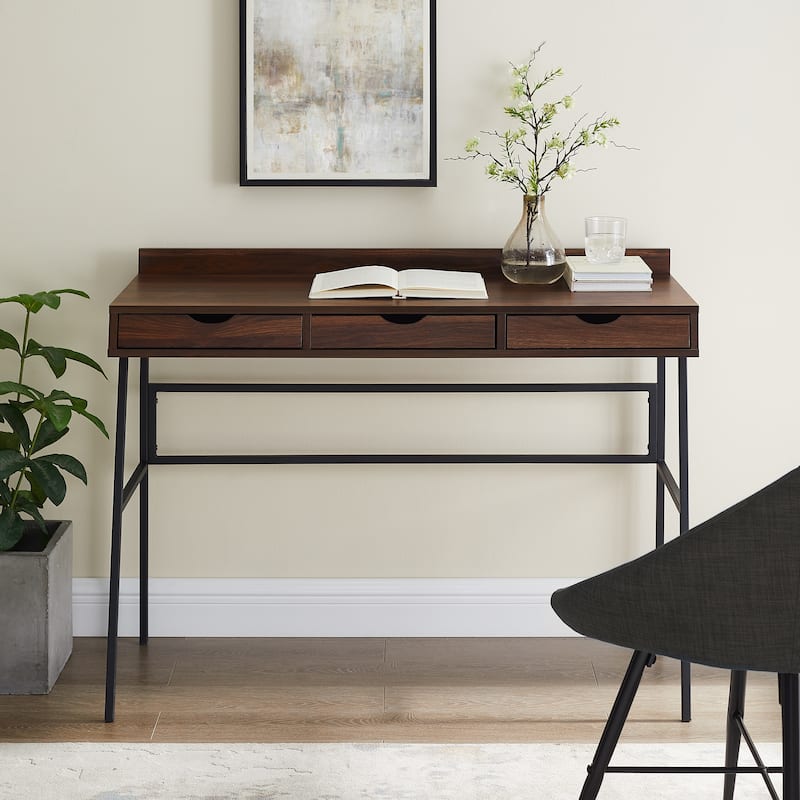 Middlebrook Industrial 42-inch 3-Drawer Writing Desk - Dark Walnut